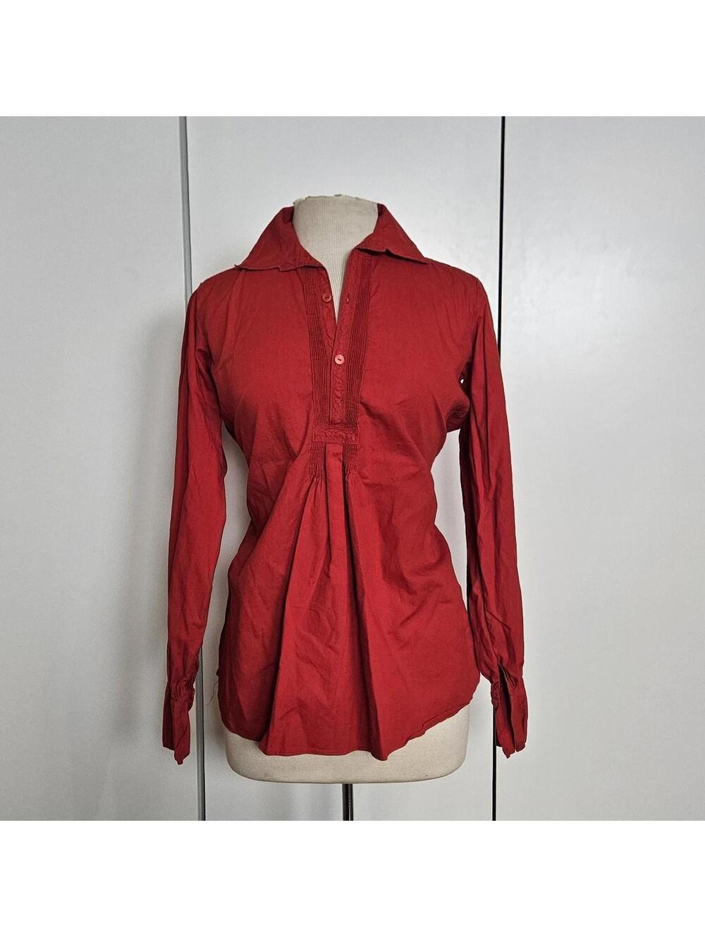 vintage Red button up blouse